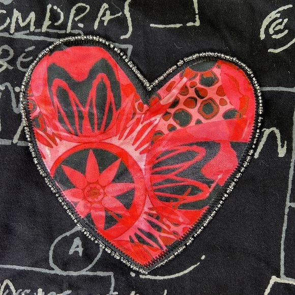 Desigual Black Long Sleeved Heart Print - Picture 6 of 11